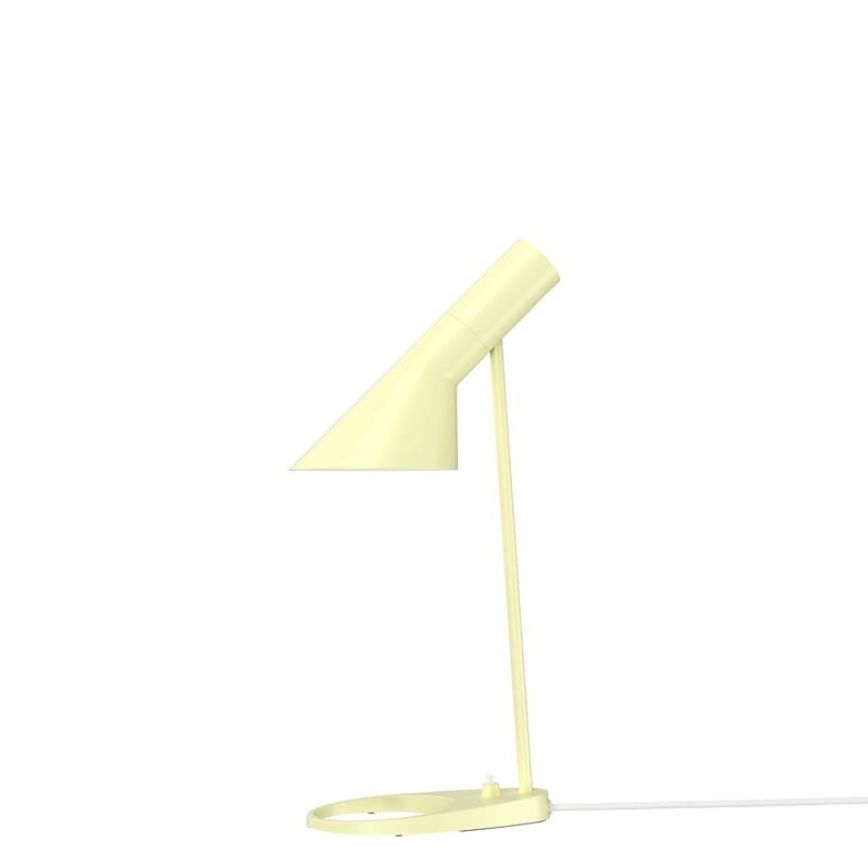 Luminaire - Lampes de table - Lampe de table AJ Mini métal jaune / H 43 cm - Orientable / Arne Jacobsen, 1957 - Louis Poulsen - Citron doux - Acier, Fonte
