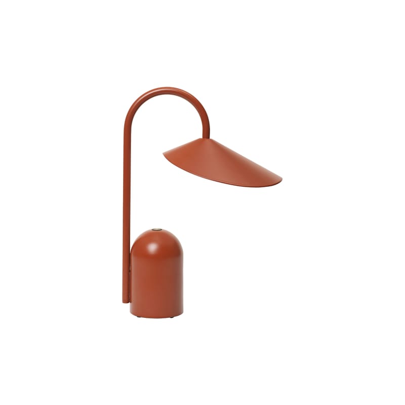 Luminaire - Lampes de table - Lampe sans fil rechargeable Arum LED métal rouge - Ferm Living - Rouge Oxyde - Aluminium, Fer