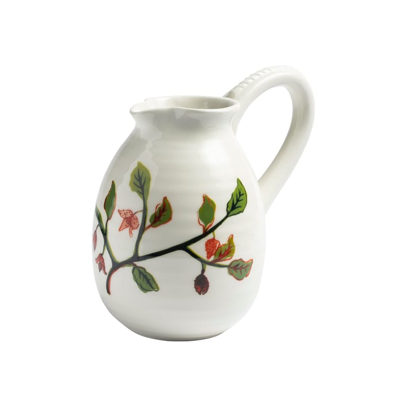 Table et cuisine - Carafes et décanteurs - Pichet Autumn céramique blanc / 1,5 L - Porcelaine - & klevering - Blanc / Motif vert - Porcelaine