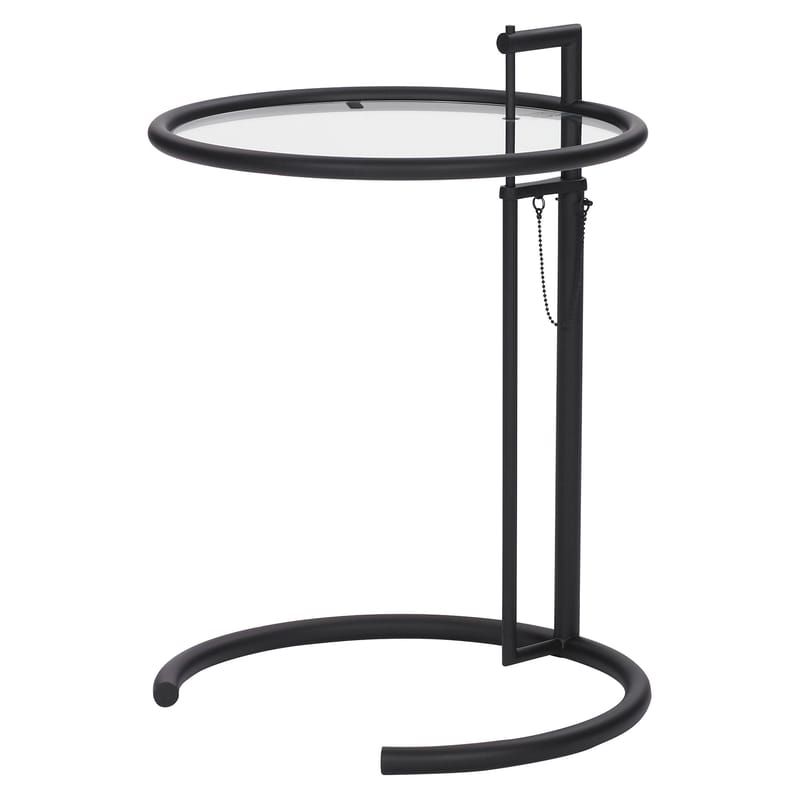 Mobilier - Tables basses - Table d\'appoint E 1027 métal verre noir / Eileen Gray, 1927 - Hauteur réglable - ClassiCon - Noir / Verre transparent - Acier peint, Verre