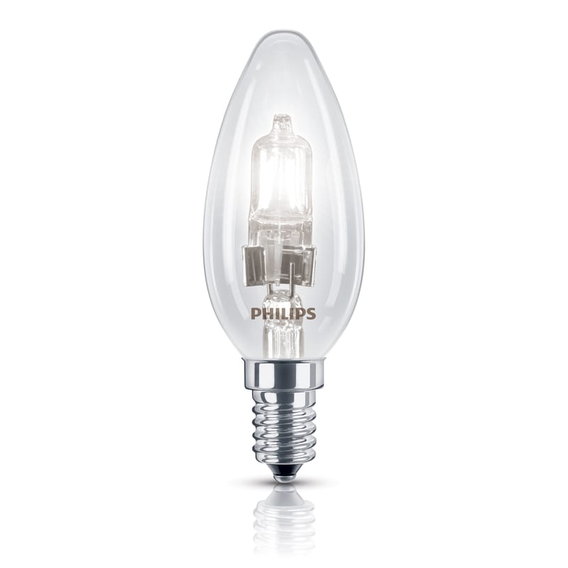 Luminaire - Ampoules et accessoires - Ampoule Eco-halogène E14 EcoClassic Flamme verre transparent / 18W (23W) - 204 lumen - Philips - 18W (23W) - Métal, Verre