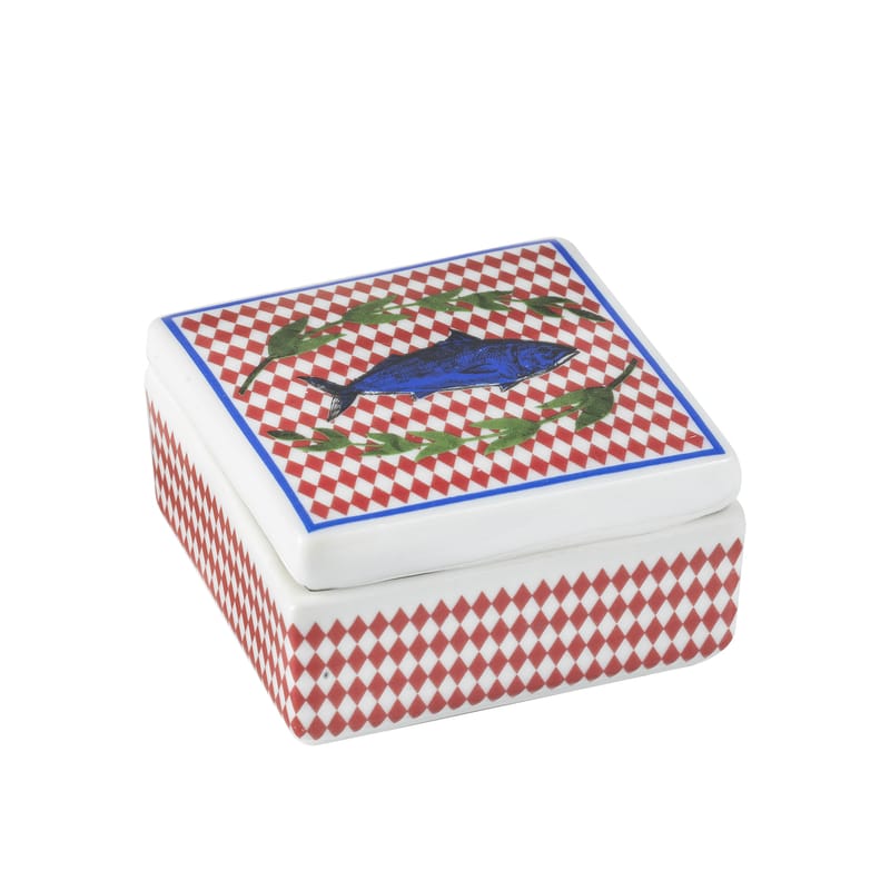 Décoration - Boîtes déco - Boîte Bel Paese - Pesce céramique bleu rouge /  6 x 6 cm - Bitossi Home - Poisson - Porcelaine