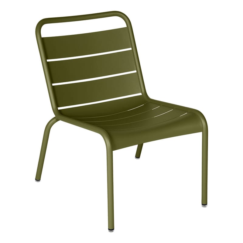 Mobilier - Fauteuils - Chaise lounge Luxembourg métal vert / Assise basse - Fermob - Pesto - Aluminium