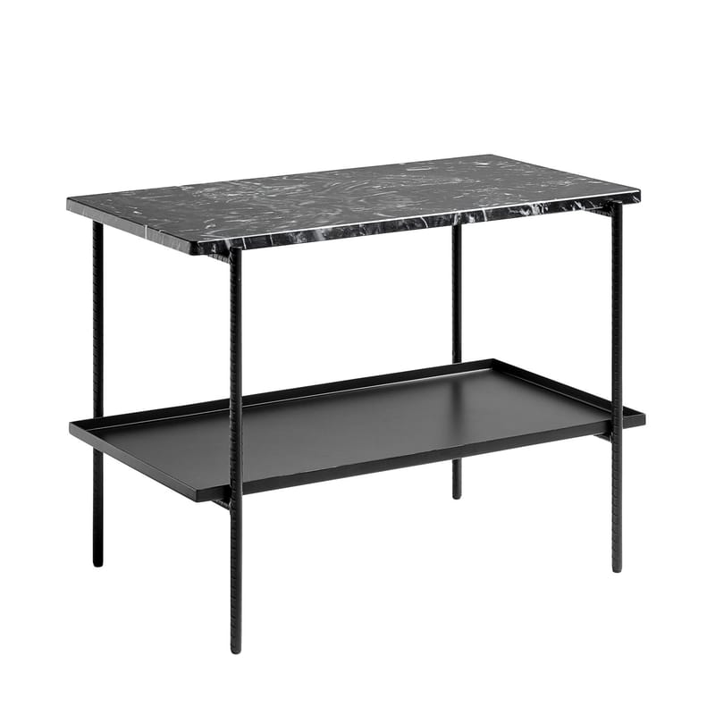 Furniture - Console Tables - Rebar Coffee table metal stone black / Marbre & acier - Hay - Noir / Plateaux noirs - Lacquered steel, Marble