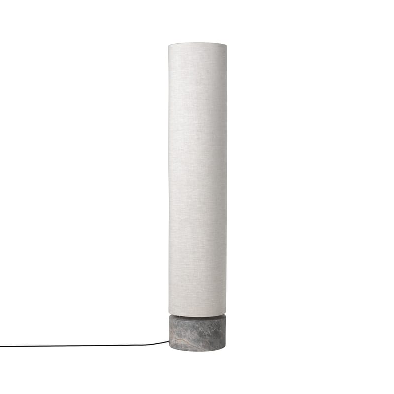 Luminaire - Lampadaires - Lampadaire The Unbound LED tissu beige / H 120 cm - marbre / Pivotant - Gubi - Toile beige / Marbre gris - Marbre, Toile