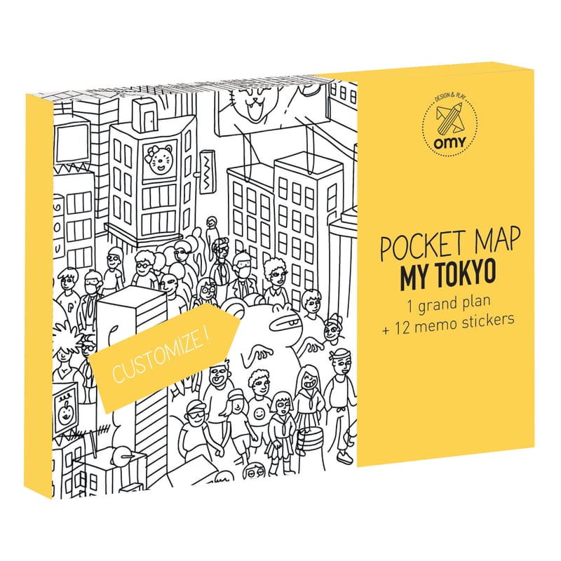 Décoration - Accessoires bureau - Poster à colorier Pocket Map - Tokyo papier blanc noir / 52 x 38 cm - OMY Design & Play - Tokyo - Papier