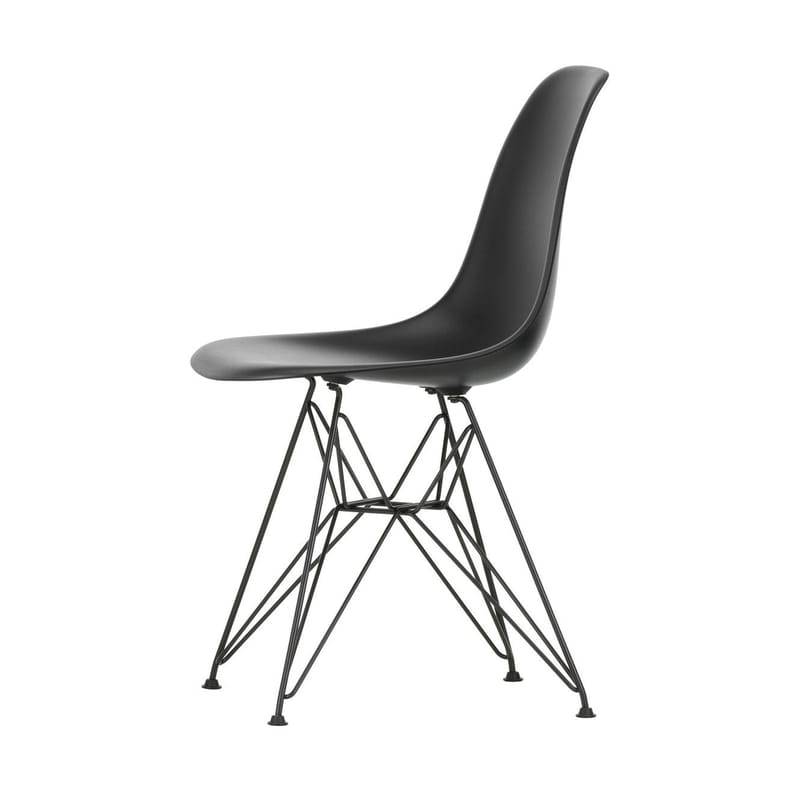 Mobilier - Chaises, fauteuils de salle à manger - Chaise DSR - Eames Plastic Side Chair plastique noir / (1950) - Pieds noirs - Vitra - Noir / Pieds noirs - Acier laqué époxy, Polypropylène
