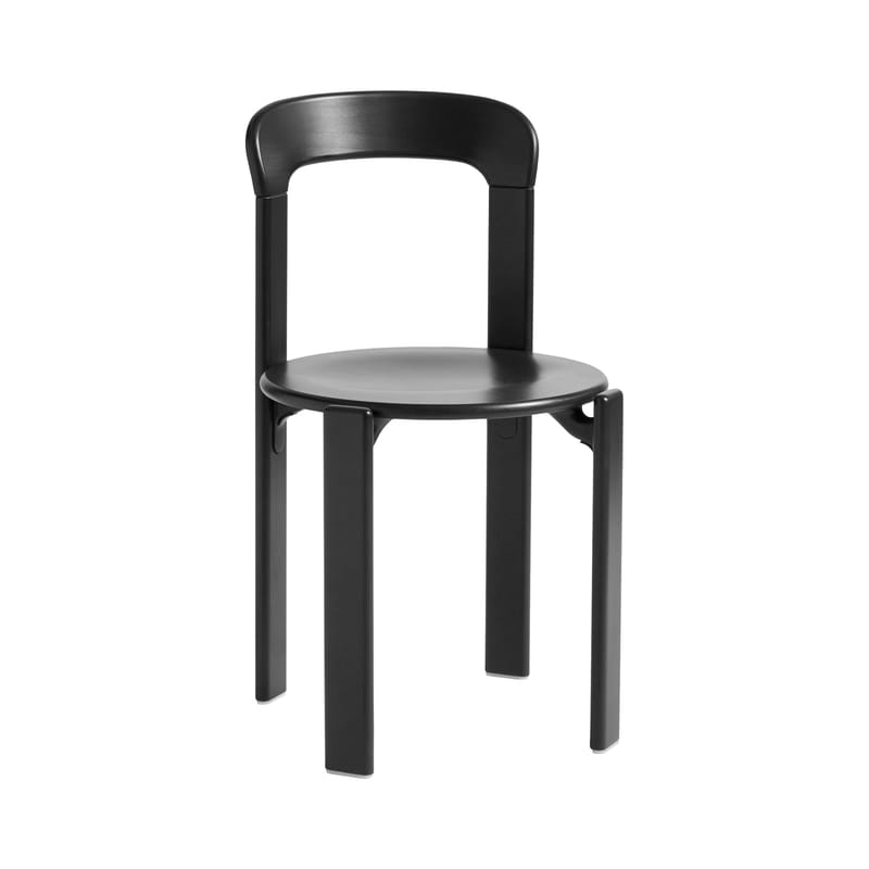 Mobilier - Chaises, fauteuils de salle à manger - Chaise empilable Rey bois noir / By Bruno Rey x Dietiker, 1971 - Hay - Noir - Contreplaqué de hêtre, Hêtre massif