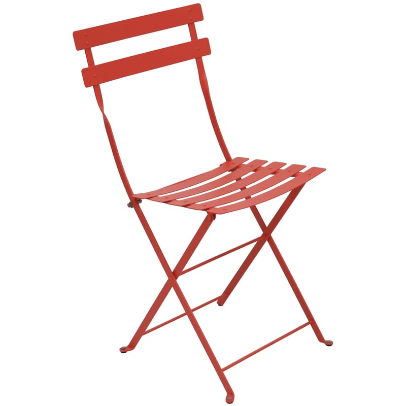 Furniture - Chairs - Bistro Folding chair metal red Metal - Fermob - Nasturtium - Lacquered steel