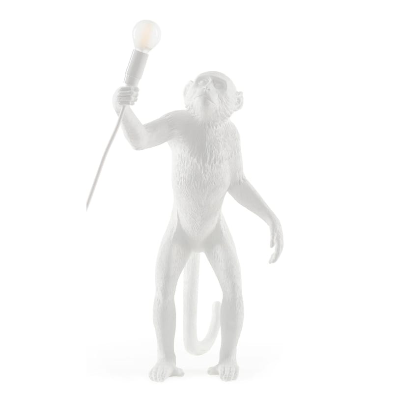 Luminaire - Lampes de table - Lampe d\'extérieur Monkey Standing plastique blanc / Outdoor - H 54 cm - Seletti - Blanc - Résine