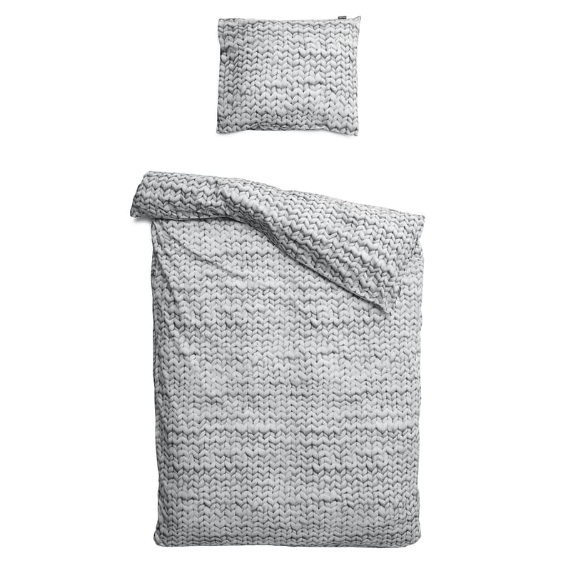 Décoration - Textile - Parure de lit 2 personnes Twirre tissu gris / 240 x 220 cm - Snurk - Tricot Gris - Percale de coton