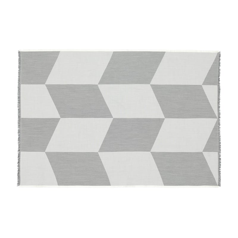 Décoration - Textile - Plaid Sway tissu blanc noir / 130 x 180 cm - Muuto - Noir & blanc - Laine Mérinos