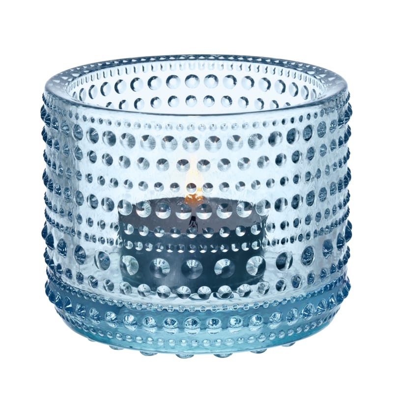 Interni - Candele, Portacandele, Lampade - Portacandela Kastehelmi vetro blu / H 6,4 cm - Iittala - Azzurro - Vetro