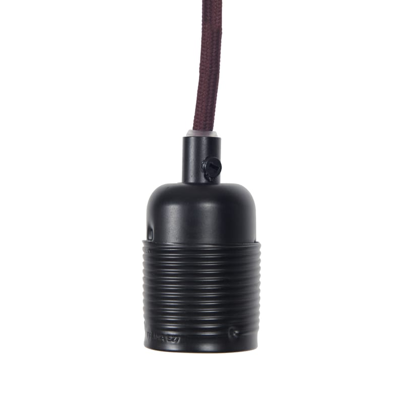 Suspension Frama Kit tissu rouge noir / Set câble & Douille E27 - Frama  - Noir mat / Câble bordeaux - Métal peint, Tissu