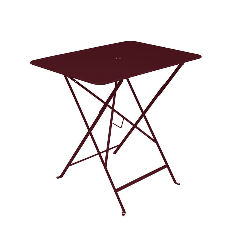 Jardin - Tables de jardin - Table pliante Bistro métal violet / 77 x 57 cm - 4 personnes / Trou parasol - Fermob - Cerise noire - Acier laqué