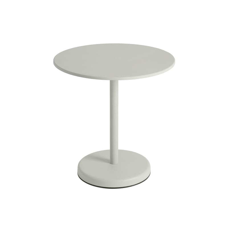 Jardin - Tables de jardin - Table ronde Linear Café métal gris / Ø 70 cm - Muuto - Gris clair - Acier revêtement poudre