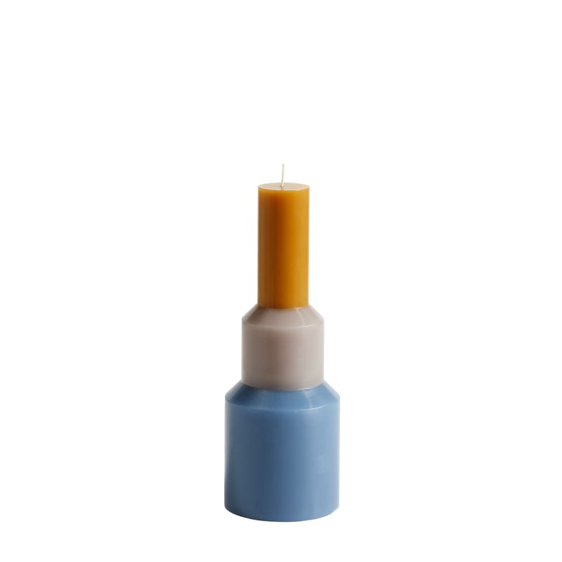 Décoration - Bougeoirs, photophores - Bougie Pillar Medium cire multicolore / Ø 9 x H 25 cm - Hay - Bleu, Gris, Jaune - Cire
