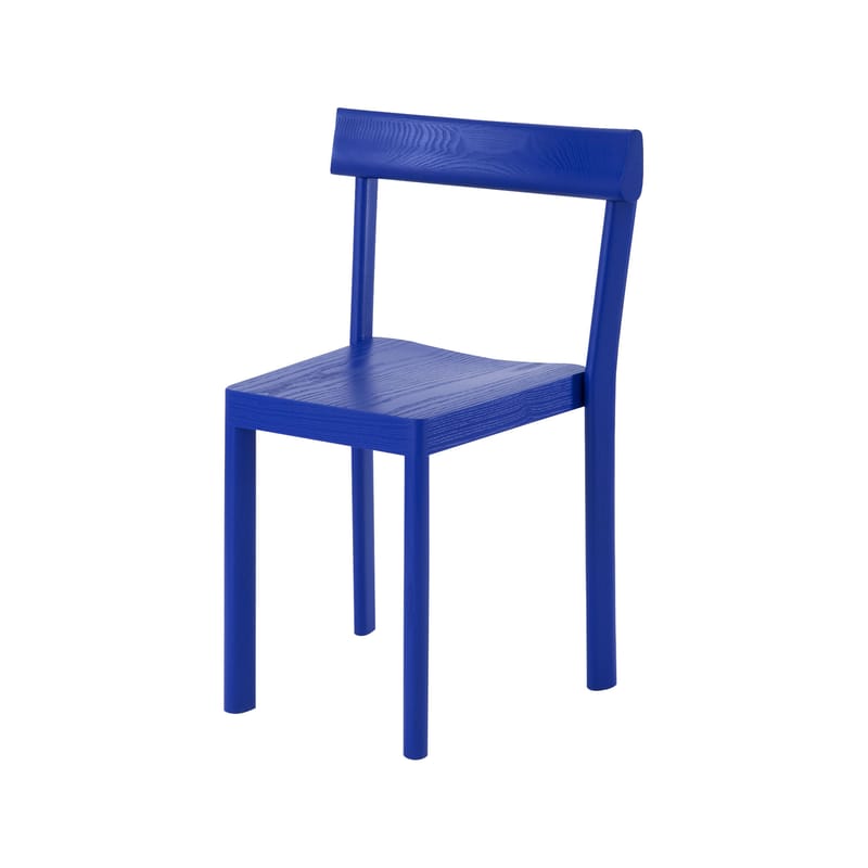 Mobilier - Chaises, fauteuils de salle à manger - Chaise empilable Galta bois bleu - KANN DESIGN - Bleu - Chêne massif teinté, Multiplis courbé plaqué chêne teinté