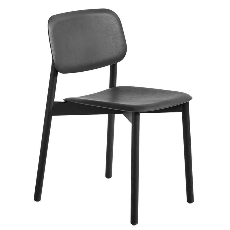 Mobilier - Chaises, fauteuils de salle à manger - Chaise empilable Soft Edge 60 bois noir - Hay - Noir - Chêne massif teinté, Contreplaqué de chêne teinté