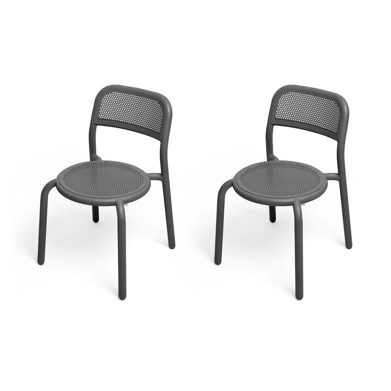 Mobilier - Chaises, fauteuils de salle à manger - Chaise empilable Toní métal noir / Set de 2 - Fatboy - Anthracite - Aluminium