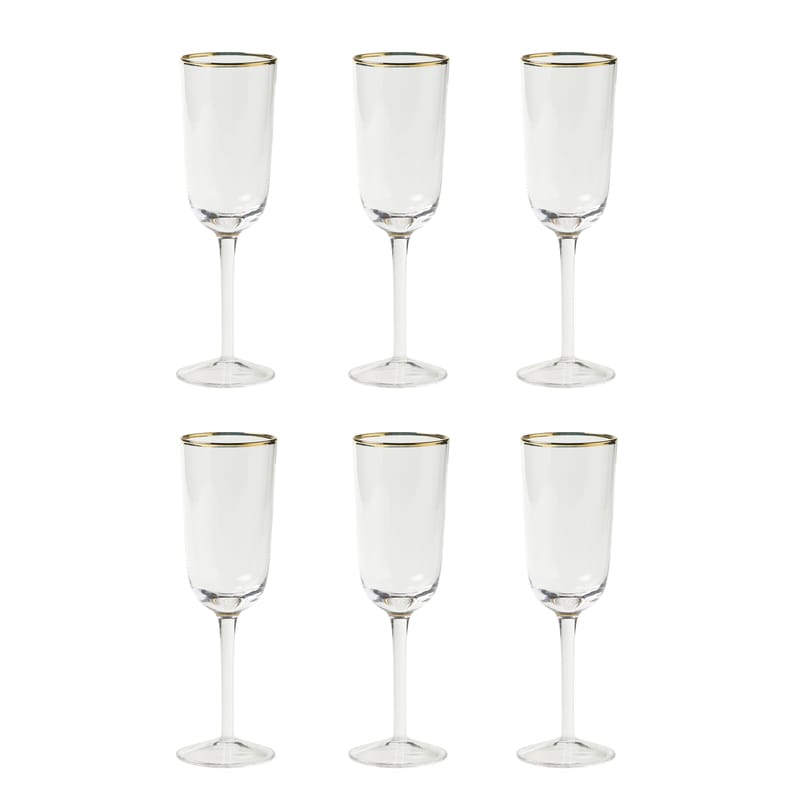 Table et cuisine - Verres  - Flûte à champagne Decò verre transparent / Set de 6 - H 19,5 cm - Bitossi Home - Transparent - Verre soufflé