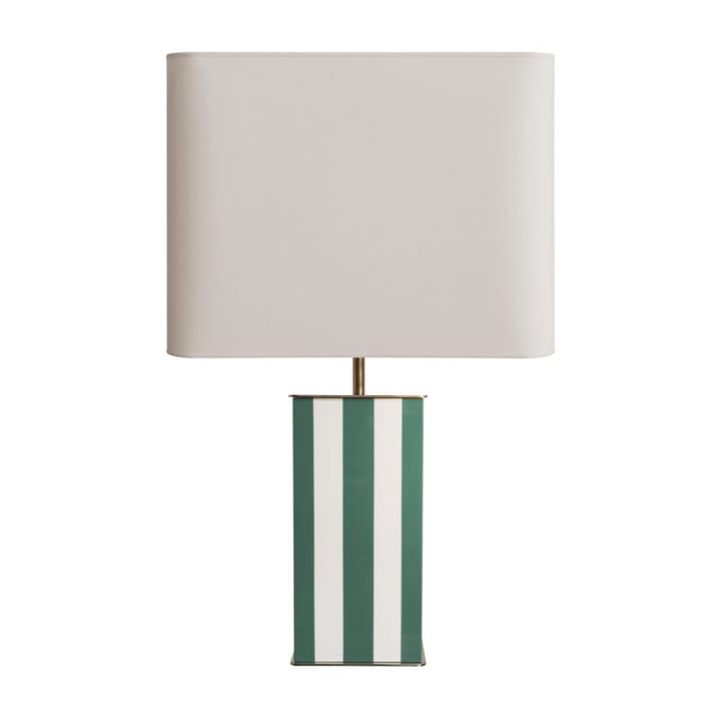 Luminaire - Lampes de table - Lampe de table Elysée tissu bois vert / H 71 cm - RED Edition - Jade & Ivoire - Bois laqué, Laiton, Lin