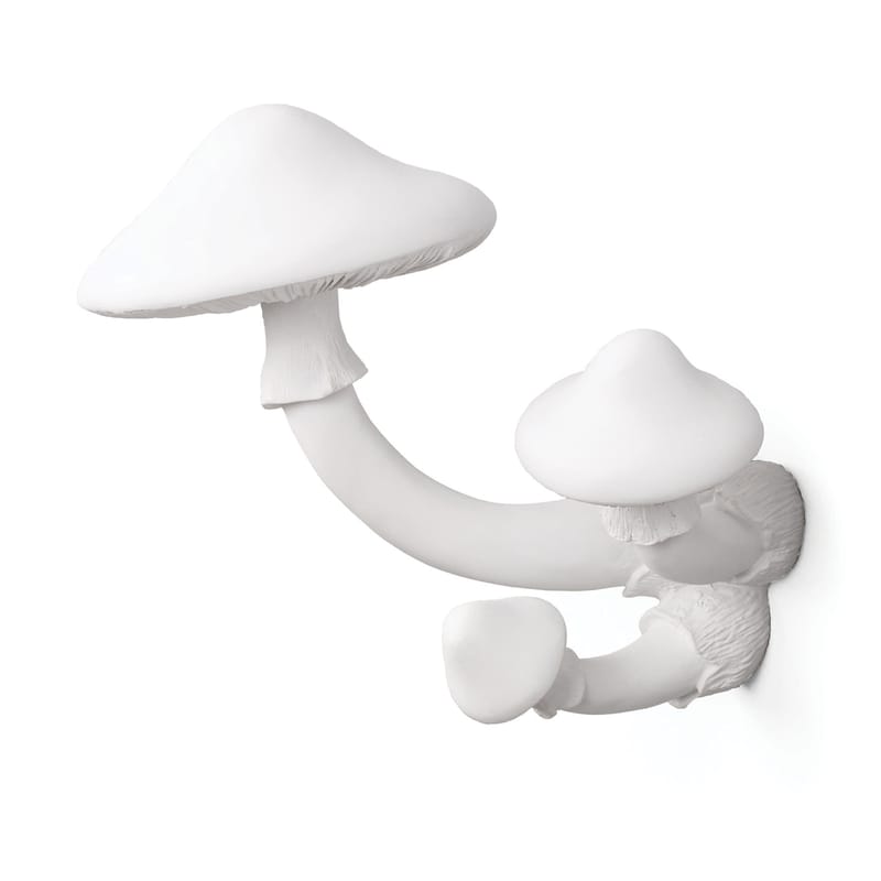 Mobilier - Portemanteaux, patères & portants - Portemanteau mural Mushroom plastique blanc / 3 champignons-patères - H 16 cm - Seletti - Blanc - Résine