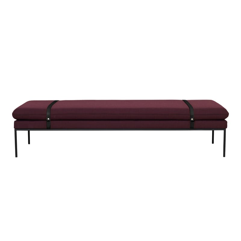 Möbel - Sofas - Sofa Turn leder textil rot / L 190 cm - Ferm Living - Bordeaux-rot - Holz, Kvadrat-Gewebe, lackiertes Metall, Leder