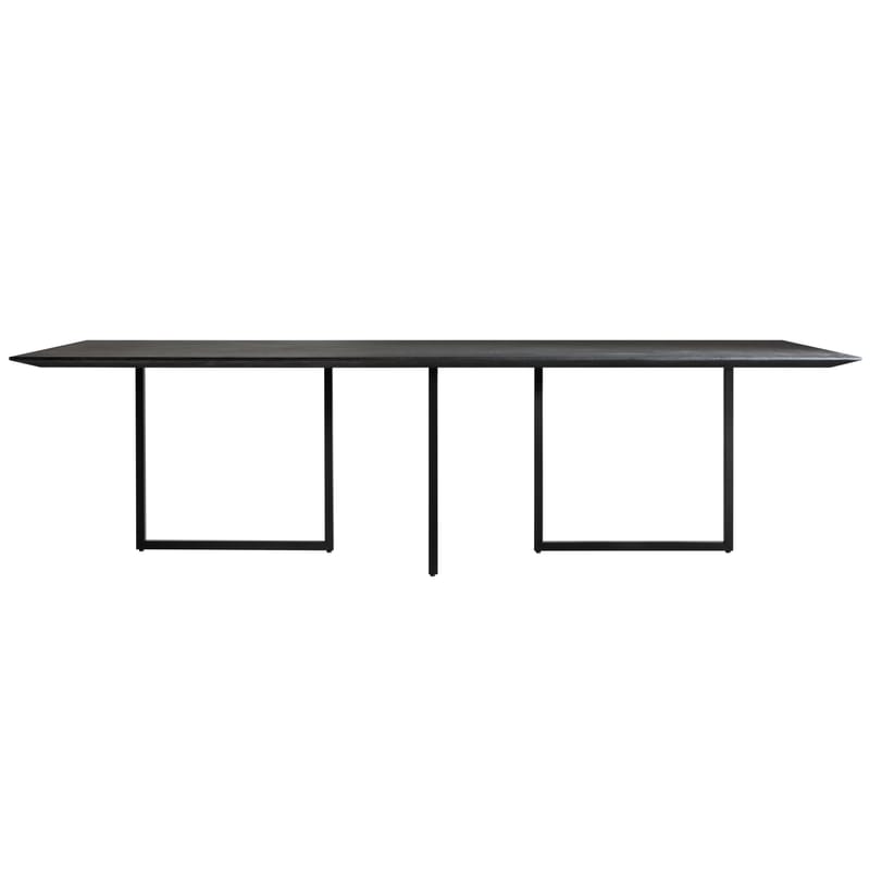 Mobilier - Tables - Table rectangulaire Gazelle pierre noir / L 210 x 90 cm - Driade - Plateau anthracite / Pied noir - Acier, Ciment, Laminé, MDF