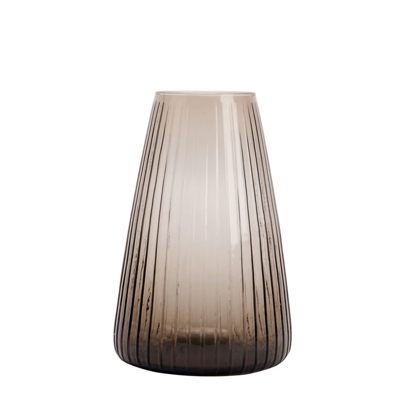 Décoration - Vases - Vase Dim verre gris / Vase - Ø 19 x H 28 cm - XL Boom - Large / Rayé - Verre soufflé bouche
