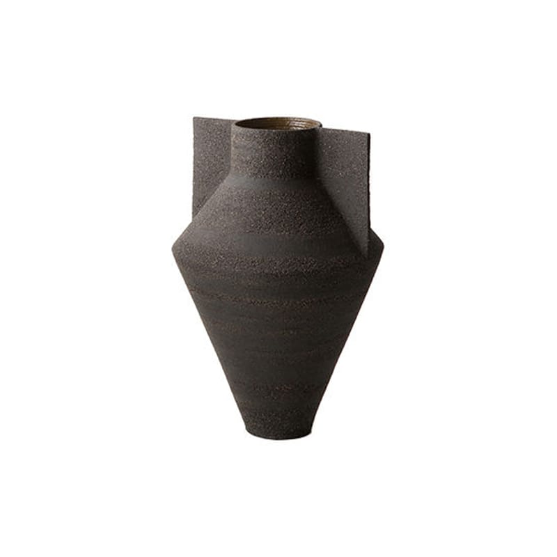 Décoration - Vases - Vase Jana céramique noir / Ø 22,6 x H 34,7 cm - brut - Cappellini - Ø 22,6 x H 34,7 cm / Noir - Céramique brute