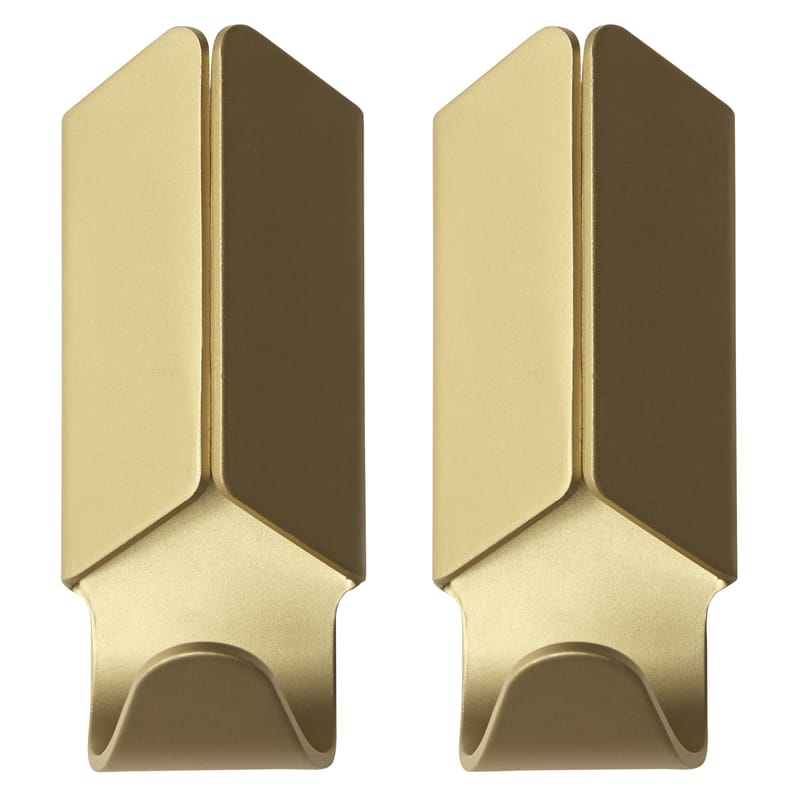 Möbel - Garderoben und Kleiderhaken - Wandhaken Volet metall gold / 2er-Set - Hay - Goldfarben - eloxiertes Aluminium