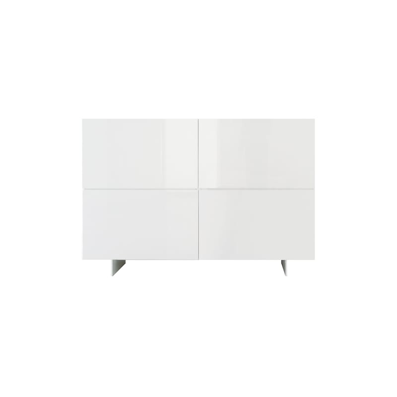 Mobilier - Commodes, buffets & armoires - Buffet Uni métal bois blanc / 4 portes - L 180 x H 122 cm - Cappellini - Blanc (brillant) - Contreplaqué revêtu d\'aluminium, MDF