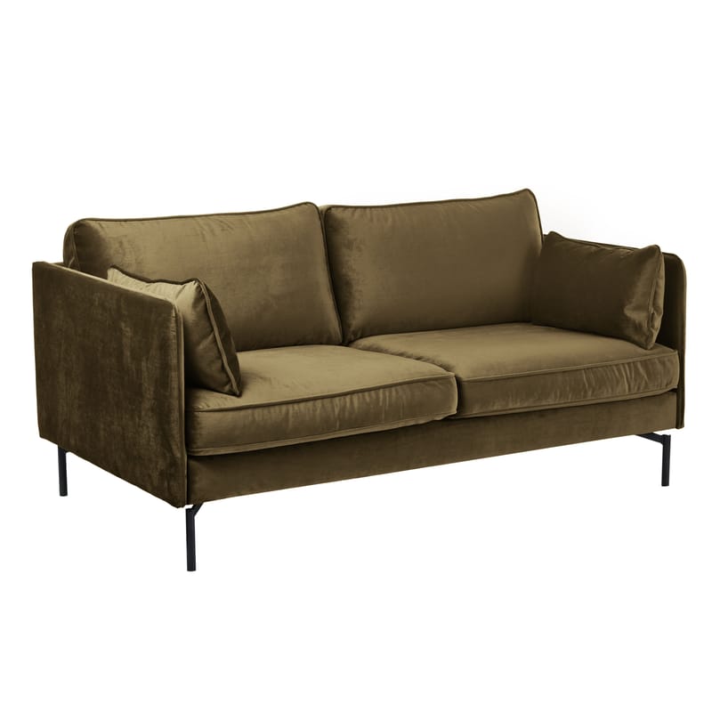 Furniture - Sofas - PPno.2 2 seater sofa textile brown green / Velvet - L 173 cm - Pols Potten - Grey - Foam, Lacquered steel, Velvet