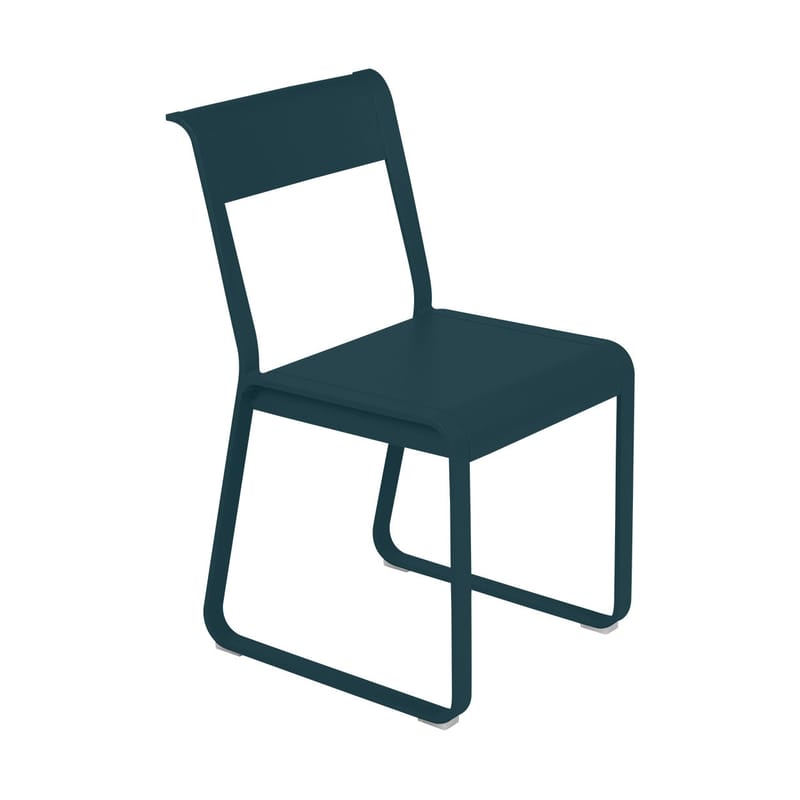 Mobilier - Chaises, fauteuils de salle à manger - Chaise Bellevie métal bleu / Piètement traîneau - Fermob - Bleu acapulco - Aluminium