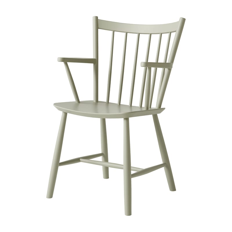 Mobilier - Chaises, fauteuils de salle à manger - Fauteuil de repas J42 bois vert / Réédition 1950 - Hay - Vert sauge - Hêtre massif, Placage de hêtre