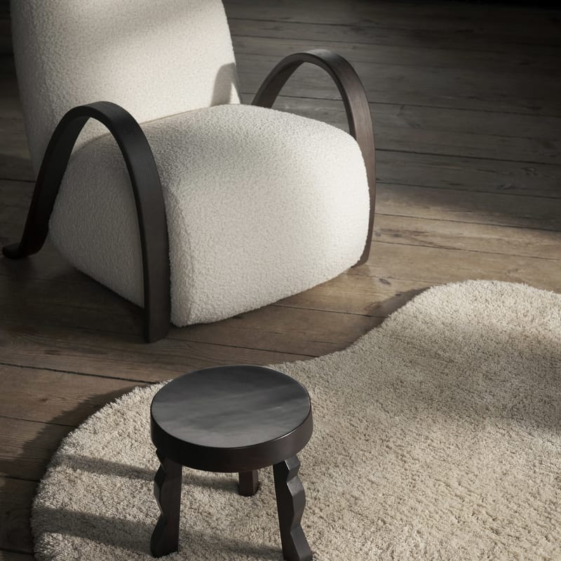 tectake Fauteuil rembourré avec revêtement bouclé crème-blanc pas cher