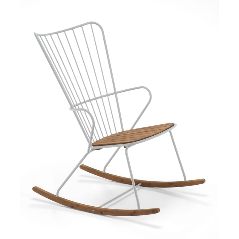 Mobilier - Fauteuils - Rocking chair Paon métal beige bois naturel / bambou - Houe - Taupe - Acier revêtement poudre, Bambou