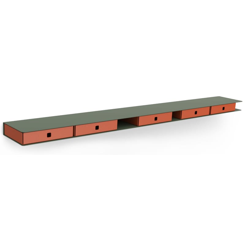Furniture - Bookcases & Bookshelves - Alizé Shelf metal orange green - Matière Grise - Kaki / Orange drawers - Steel