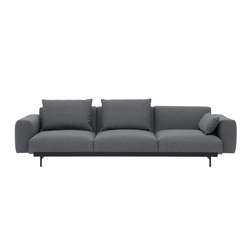 Möbel - Sofas - Sofa In Situ n°1 textil grau / 3-Sitzer - Stoff / L 279 cm - Muuto - Dunkelgrau (Ocean 80) -  Ouate, Gewebe, Holz, Schaumstoff, thermolackierter Stahl