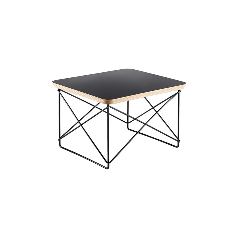 Mobilier - Tables basses - Table d\'appoint Occasional Table LTR plastique noir / By Charles & Ray Eames, 1950 - Vitra - Noir / Pied noir - Acier laqué époxy, HPL