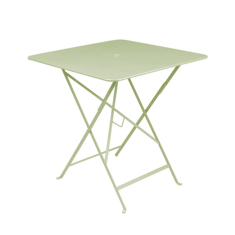 Jardin - Tables de jardin - Table pliante Bistro métal vert / 71 x 71 cm - Trou pour parasol - Fermob - Tilleul - Acier laqué