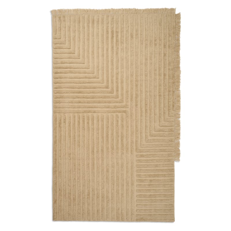 Décoration - Tapis - Tapis Crease Wool Large  beige / 250 x 160 cm - Laine tissée et tuftée main - Ferm Living - 250 x 160 cm / Sable - Laine