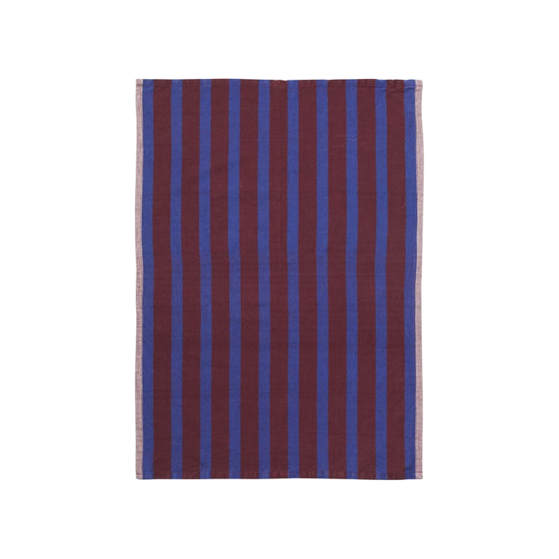 Table et cuisine - Tabliers et torchons   - Torchon Hale tissu bleu / 50 x 70 cm - Ferm Living - Bordeaux & bleu - Cotton, Lin