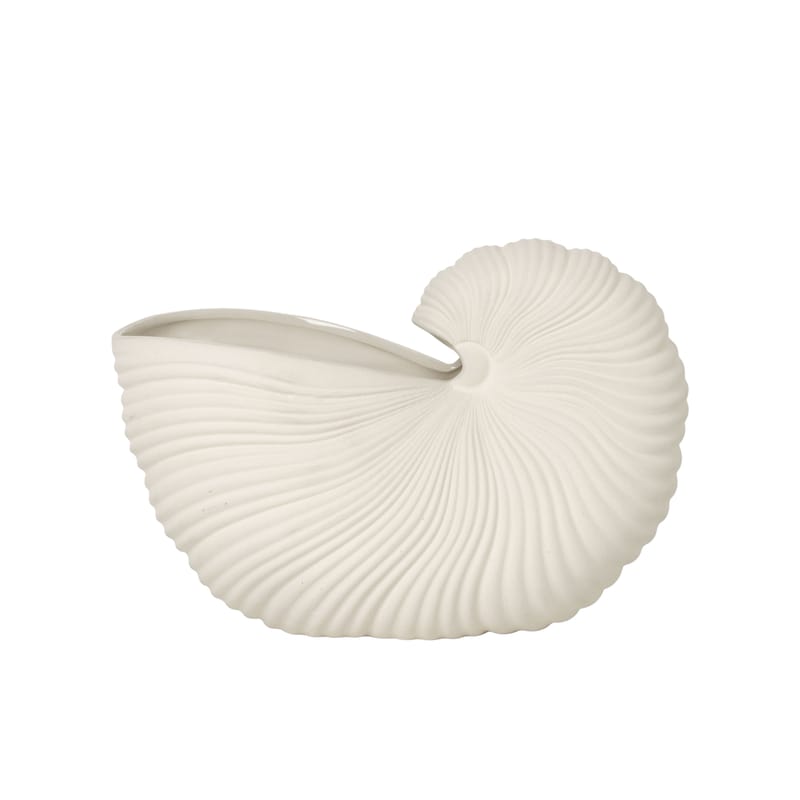 Dekoration - Vasen - Vase Shell keramik weiß / Keramik-Muschel - Ferm Living - Naturweiß - Sandstein