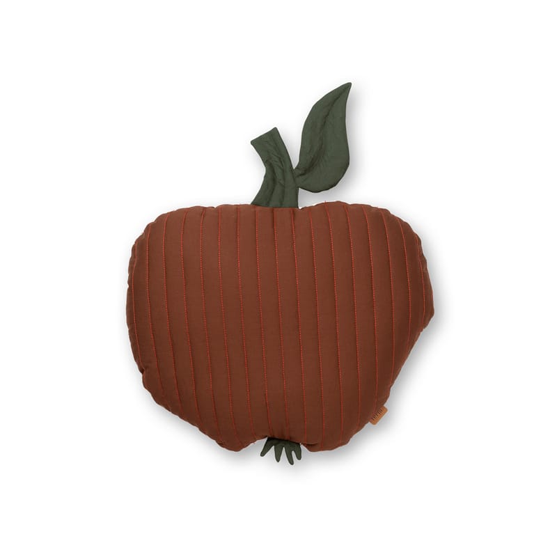 Décoration - Pour les enfants - Coussin Apple tissu rouge orange / Matelassé - 45 x 49 cm - Ferm Living - Cannelle - Coton biologique, Polyester recyclé