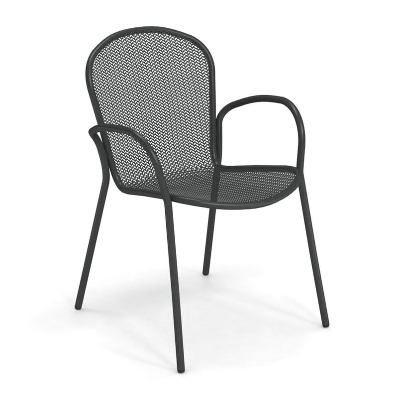 Mobilier - Chaises, fauteuils de salle à manger - Fauteuil Ronda XS gris métal / L 58 cm - Emu - Fer Ancien - Acier