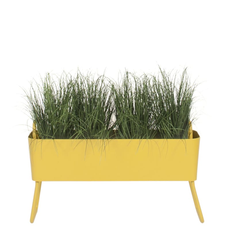 Outdoor - Pots & Plants - Greens Mini Flowerpot metal yellow Metal / L 100 x H 46 cm - Maiori - Mustard - Lacquered aluminium