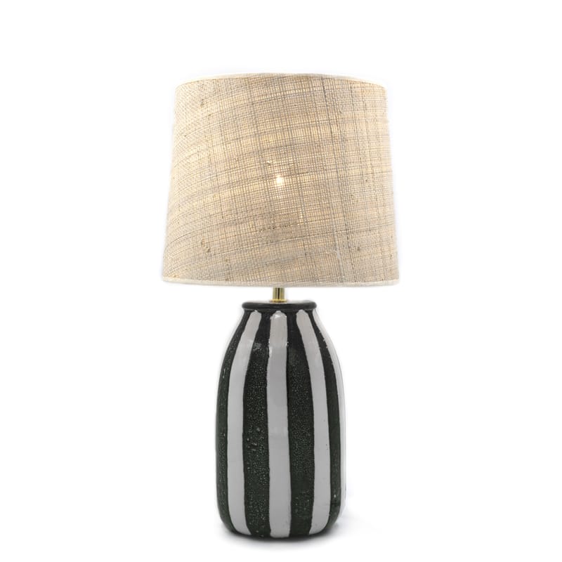 Luminaire - Lampes de table - Lampe de table Palmaria Small céramique fibre végétale noir beige / H 48 cm - rabane - Maison Sarah Lavoine - Noir - Céramique, Rabane naturelle