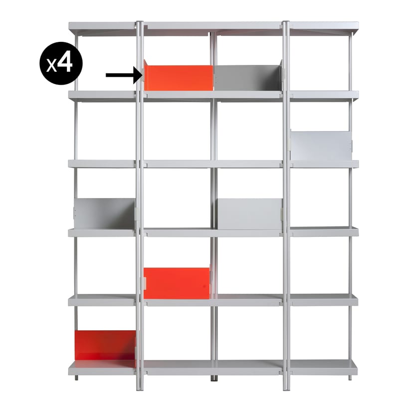 Mobilier - Etagères & bibliothèques - Serre-livres  métal orange pour bibliothèque ZigZag / Lot de 4 - Driade - Orange - Acier inoxydable poli